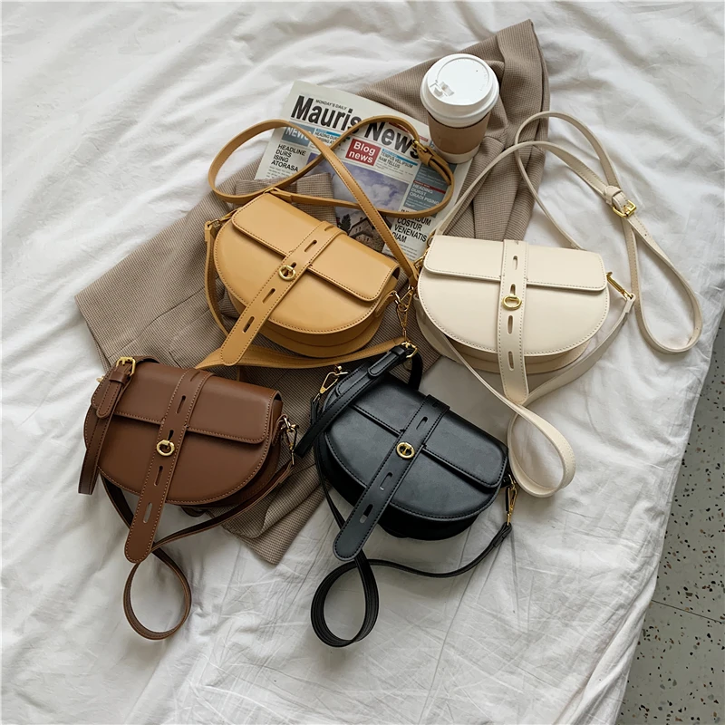 

Small PU Leather Saddle Bag for Women 2021 New Fashion Design Shoulder Handbags Cute Crossbody Bag and Purses