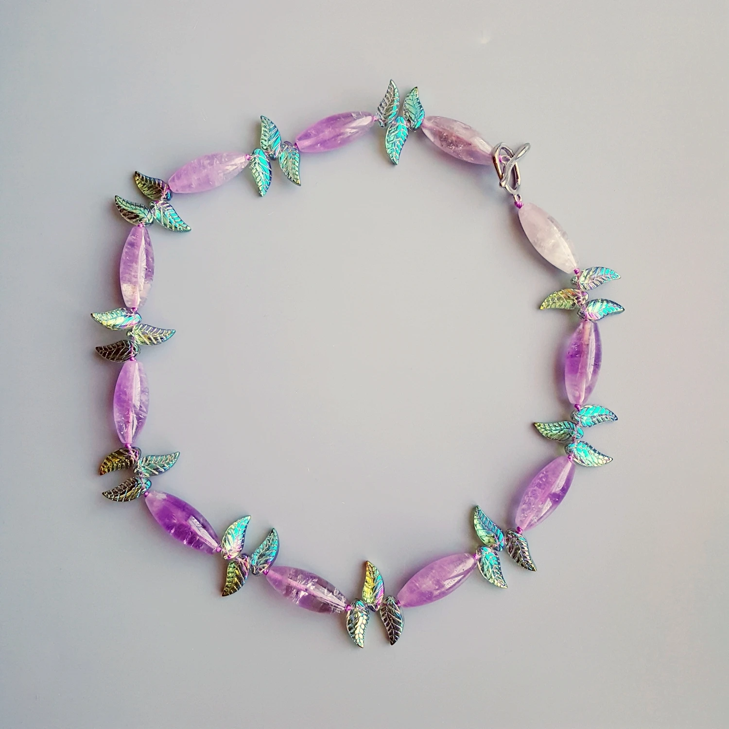 LiiJi уникальное натуральное Лавандовое ожерелье с застежкой-застежкой кристаллы