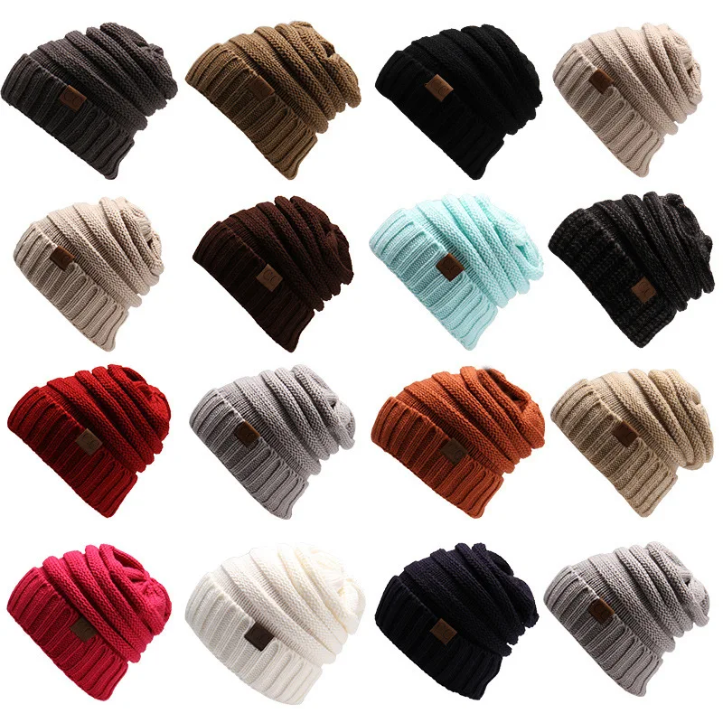 

10 Colors PU Letter True Casual Beanies for Men Women Girl Boy Fashion Knitted Winter Hat Solid Hip-hop Hat Unisex Cap