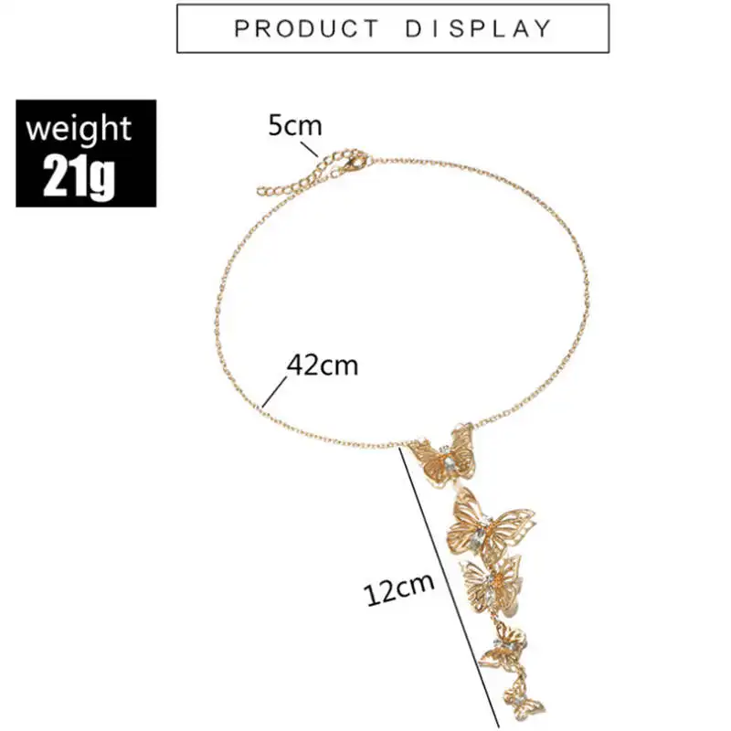 

European and American cross-border jewelry retro fashion personality size butterfly hollow alloy necklace pendant long