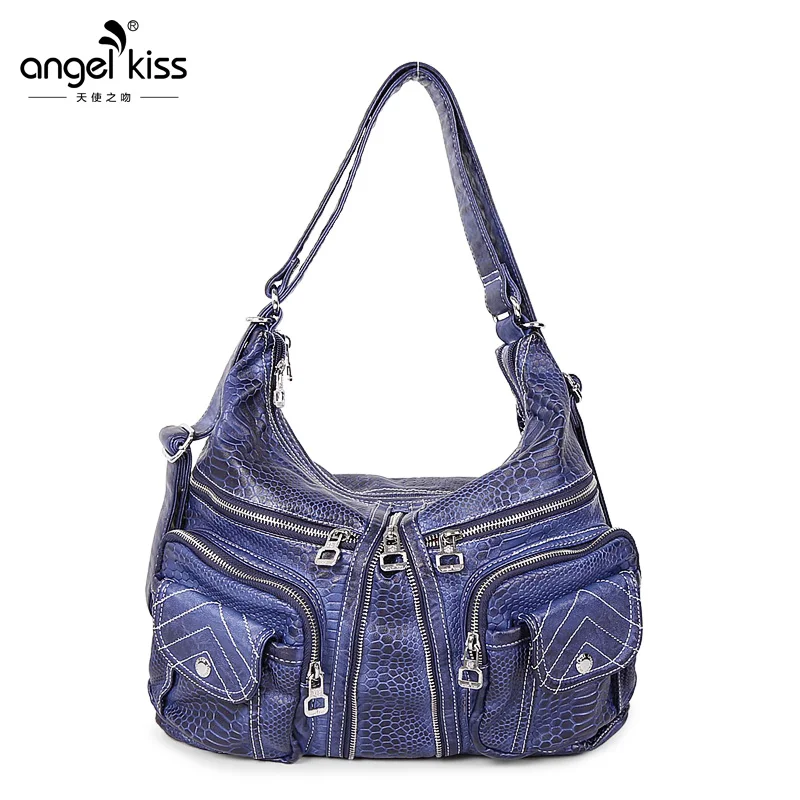 Angelkiss Брендовая женская сумка из змеиной кожи Сумка через плечо с двойным