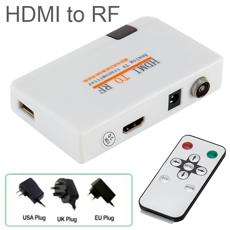 1080P HDMI к RF коаксиальный преобразователь коробка аналоговый ТВ передатчик с