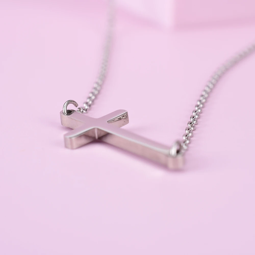 Цепочка с подвеской-крестом для женщин и девушек ожерелье из нержавеющей стали