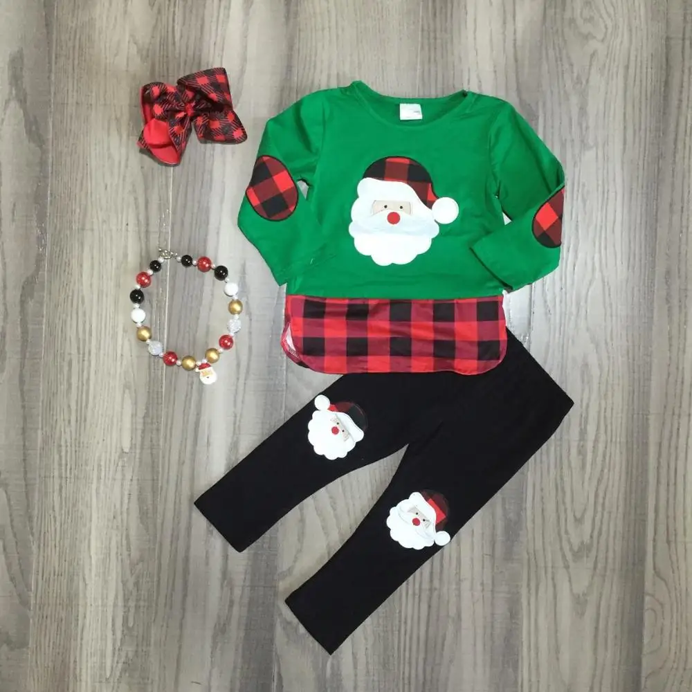Зимняя одежда для маленьких девочек с рождественским Санта Клаусом комплекты