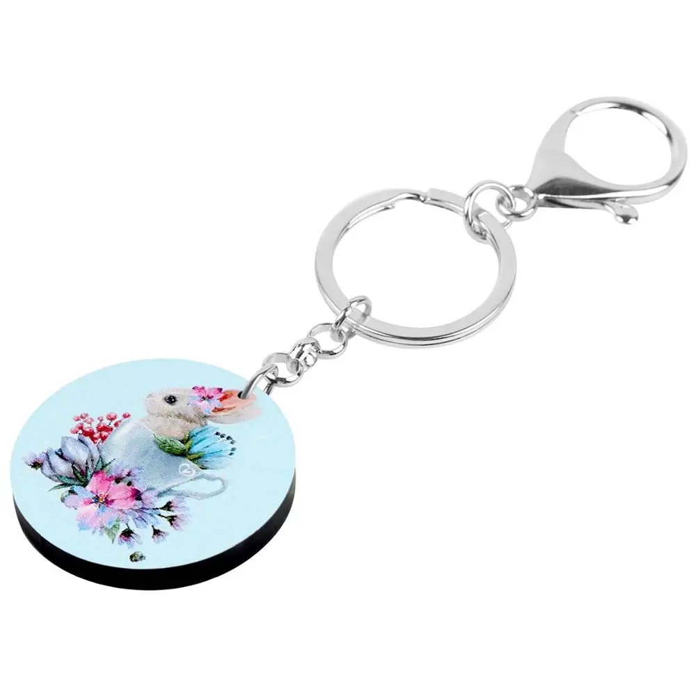 ARWA акриловый Круглый Цветок Пасхальный заяц Кролик Банни брелки брелок с принтом