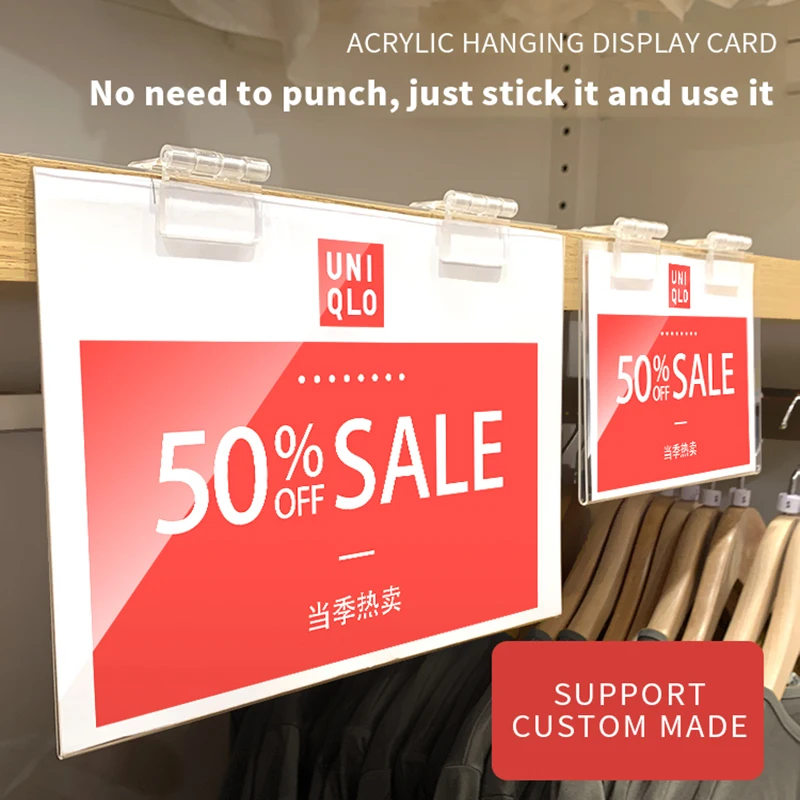 Acrylic Price Tag Commodity Introduction Card Supermarket Display Transparent Shelf Label Sticker Clothing Store A4 | Красота и