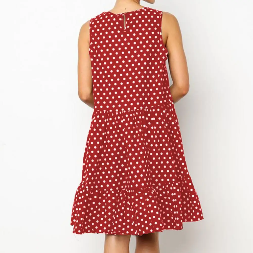 

Women Summer Dress Polka Dot Chiffon Sleeveless Beach Mini Casual Yellow Sundress 2021 Fashion Plus Size Dress For Women