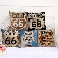 retro american highway route 66 throw pillow case 45x45cm cushion covers home living room decoration pillowcover home sofa decor