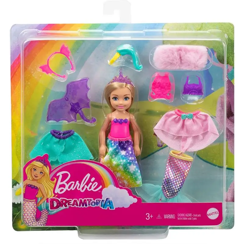 

Original Barbie Dreamtopia Chelsea Mermaid Doll With Accessories Makeup Toy Play House Toys Girls Birthday Gift GTF40
