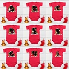 Комбинезоны для девочек и мальчиков с монограммой алфавита, рождественские детские боди с принтом Санта, хлопковые цельные детские комбинезоны с коротким рукавом, 3-12 месяцев