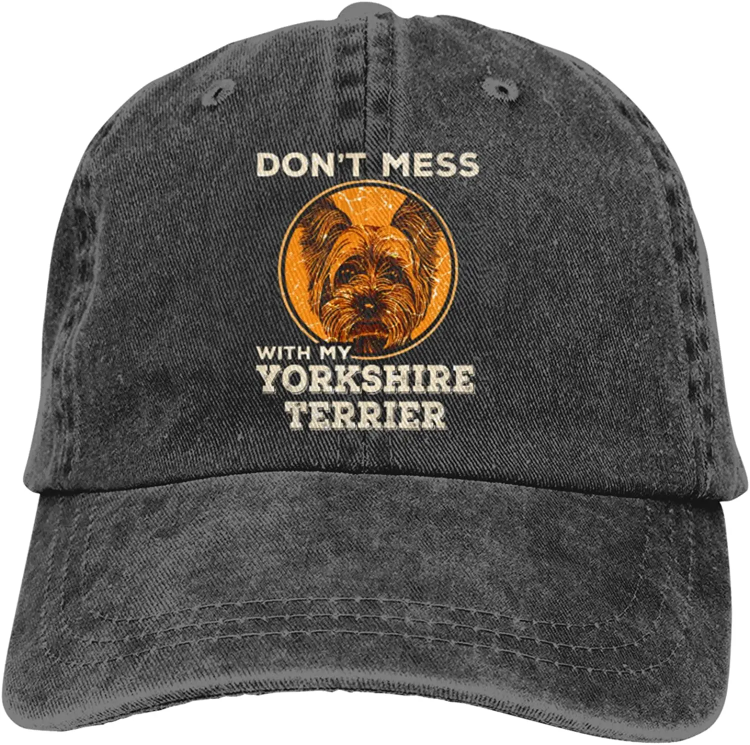 

Funny Yorkshire Terrier Unisex Baseball Cap for Men Women Adjustable Classic Vintage Washed Cotton Denim Trucker Hat
