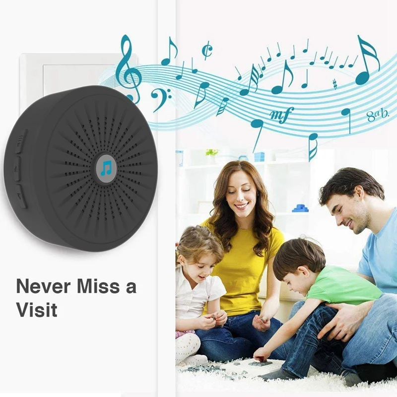 

Wireless Press Doorbell Remote 5 Level Volume Pet Training Doorbell US PLUG