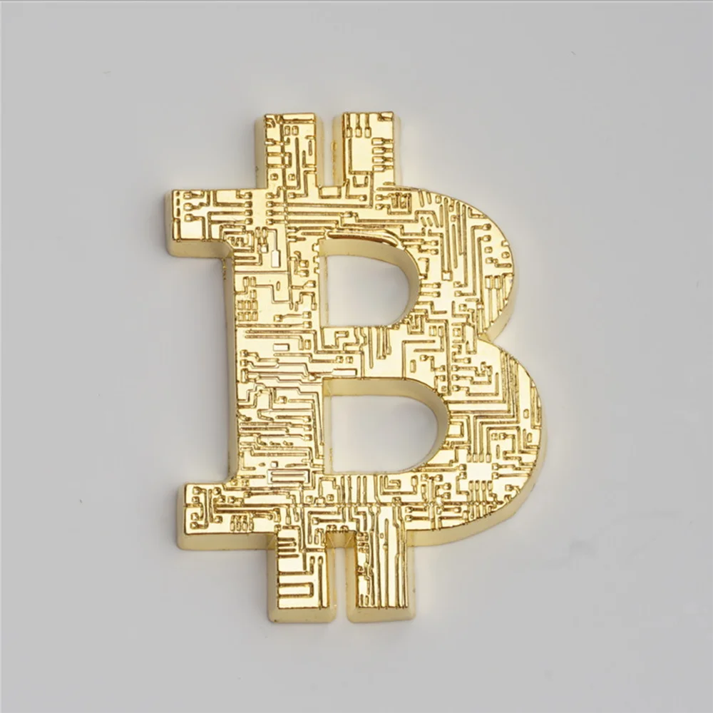

Gold Plated Hollow Bitcoin Coin Collectible Art Collection Gift Physical commemorative Casascius Bit BTC Metal Antique