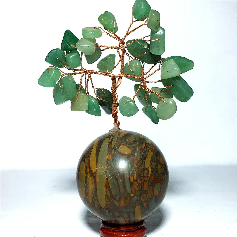

Lucky tree natural Aventurine quartz Crystal holiday gift Wedding furniture decoration ball sphere