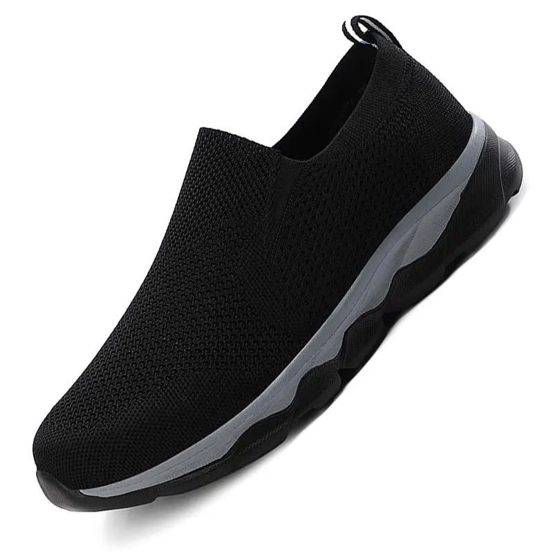 

Big Size Slip-on Light Weight Men Sneakers Without Socks Men's Running Sport Shoes Sports for Men Black Knitting Knit GMB-2163