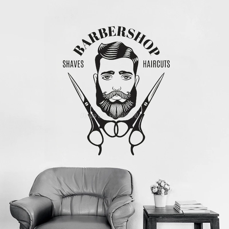 Мужские настенные наклейки для лица Barbershop виниловый стикер на окно Декор Фреска