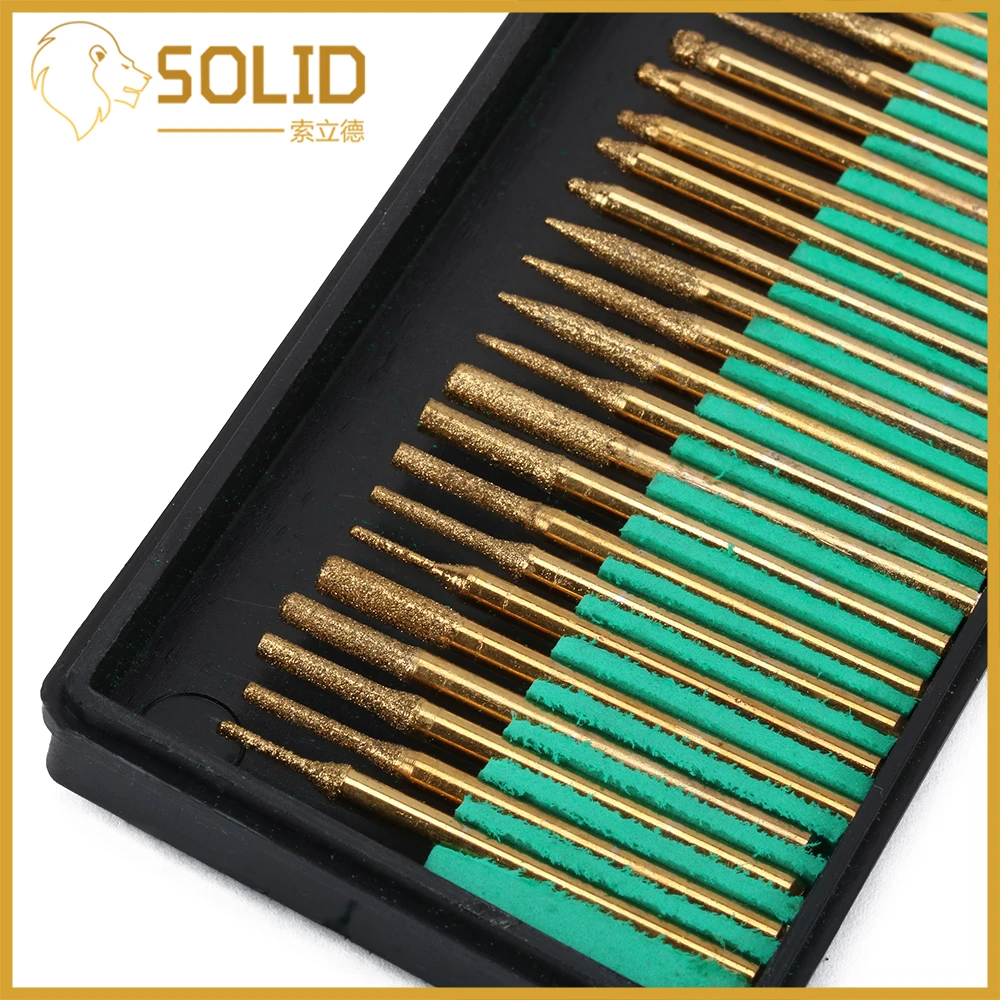 

Diamond Grinding Head Shank 3mm Drill Rotary Burrs Bit for Metal Jewelry Carving Polishing Rotary Tools Titanium Plating Grit150