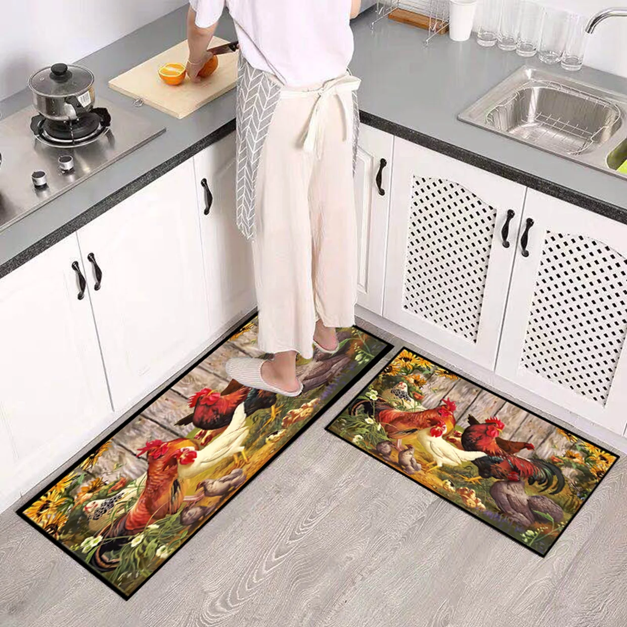

Kitchen Mats Sunflower Long Rug,Kitchen Sunflower Mats Washable Machine,Chicken Kitchen Decor Mats Rugs,Chicken Floor Mats Non S