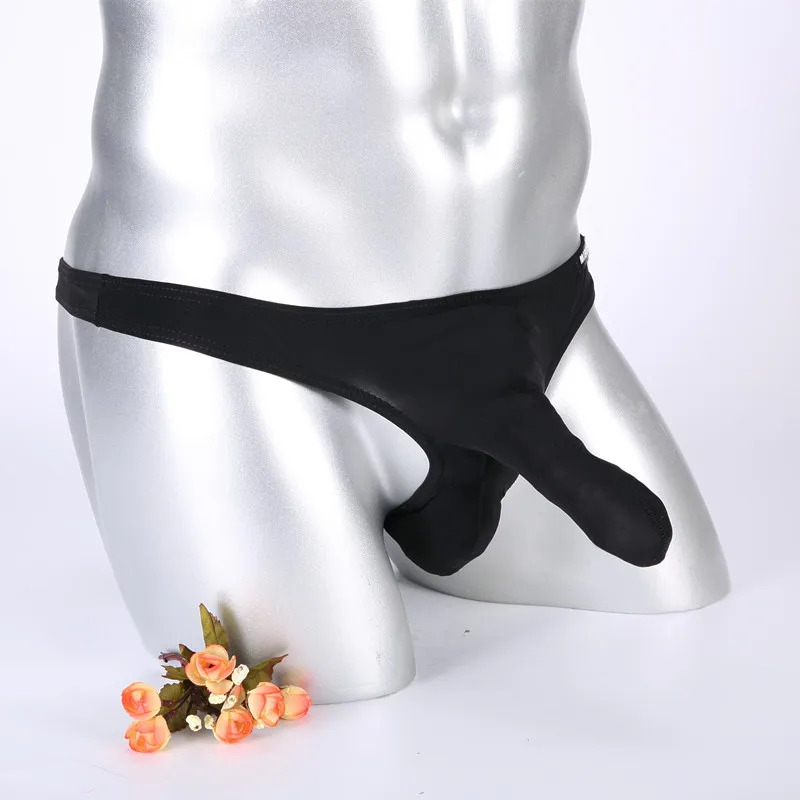 Мужское нижнее белье Elephant pantes Ice Silk мужские стринги G String Насадка-презерватив сексуальное нижнее белье трусы бикини стринги трусики-стринги - Цвет: black