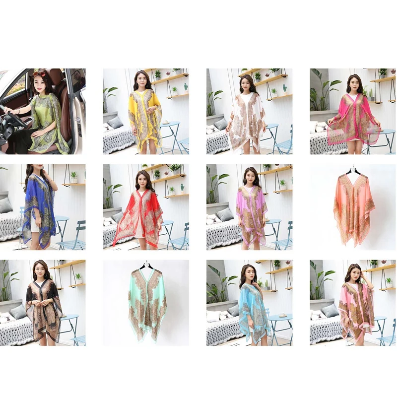 

Fashion Women Scarf Shawl Poncho Printed Sunscreen Scarf Sun Protection Shawl Beach Shawl Bikini Cover Soft Comfortable Hot Sale