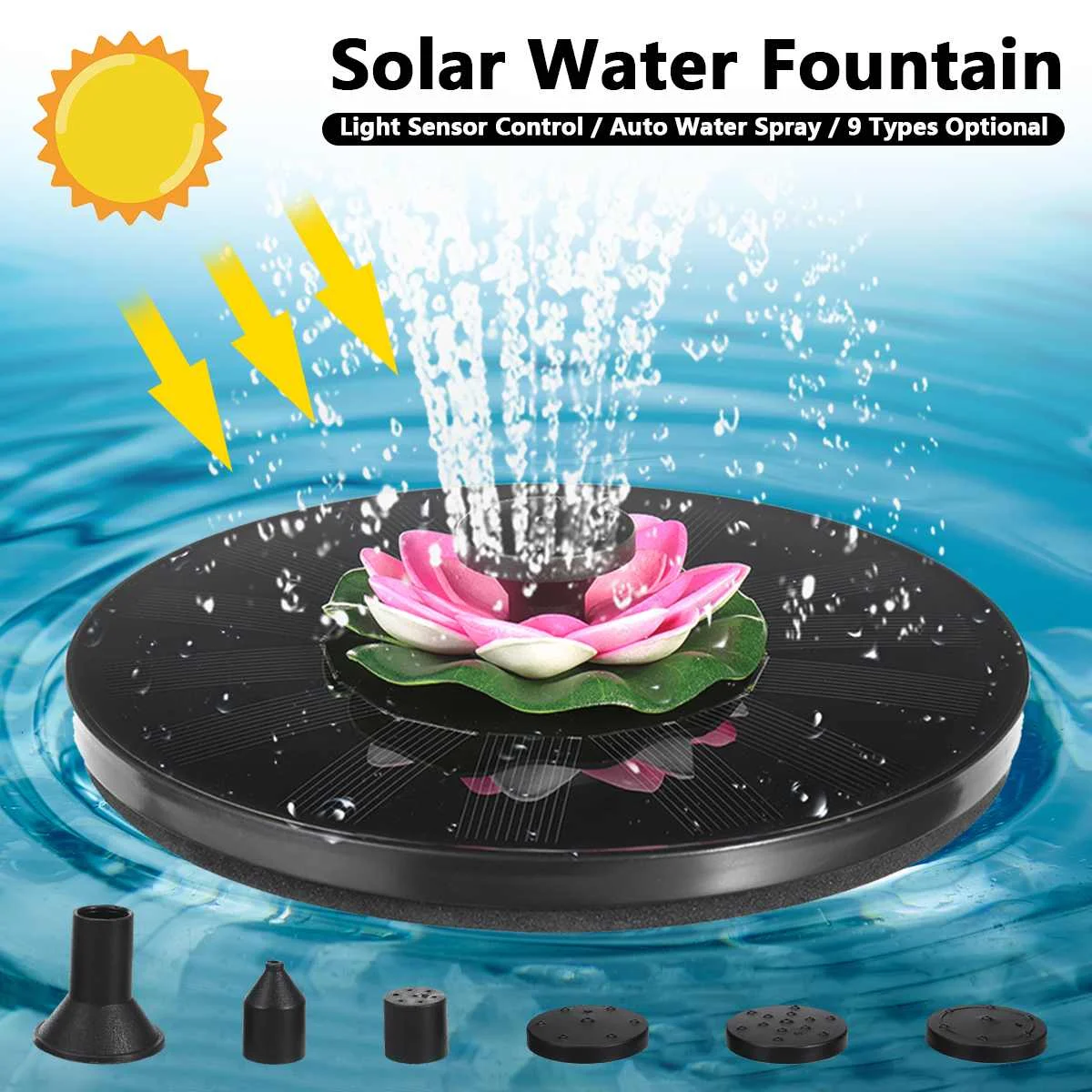 

Floating Solar Fountain Garden Waterfall Fountain Pool Pond Bird Bath Solar Panel Powered Fountain Water Pump Garden Decoration