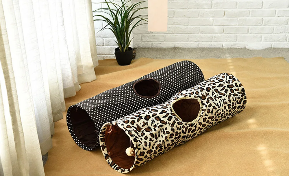 Забавный туннель для домашних животных кошка играть коричневые складные отверстия игрушки котенок игрушка оптом кролик Леопард