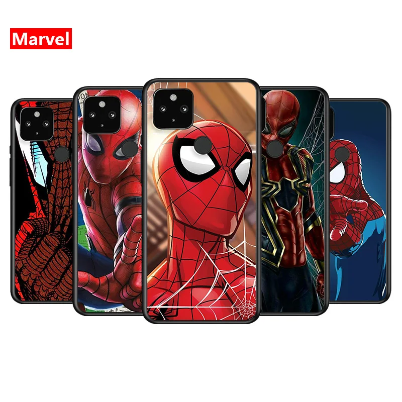 

Marvel Avengers Super Hero Spider Man For Google Pixel 5 4A 5G 4 XL Soft Shell TPU Silicone Black Cover Phone Case