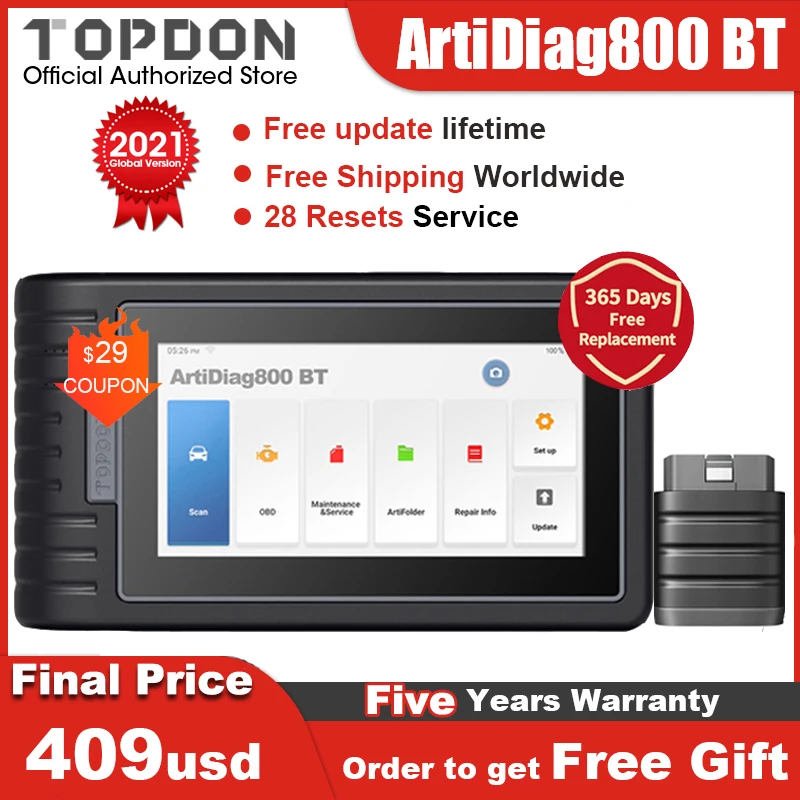 TOPDON ArtiDiag800 BT OBD2 сканер авто инструменты все системы автомобильный