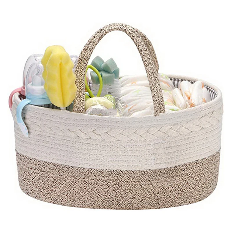 

Baby Diaper Storage Box 100% Cotton Rope Storage Travel Basket For Wet Wipes Portable Mummy Bag For Baby Care Toy Organizer