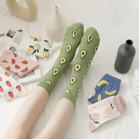 new summer cartoon fruit cotton watermelon lemon strawberry banana avocado women korean version fashion street socks