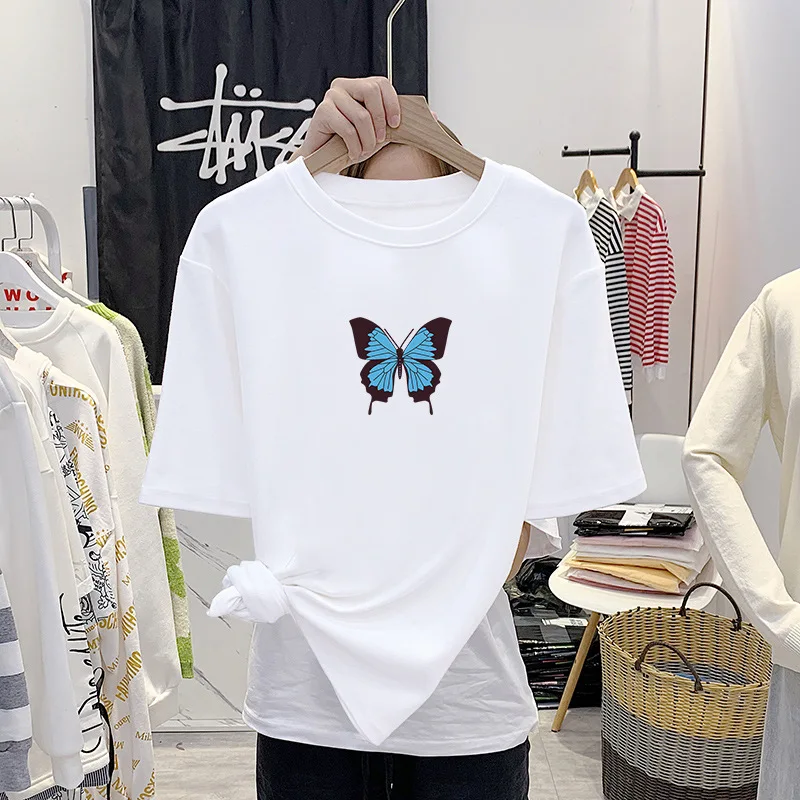 

Women T-shirt 3D Butterfly Print Fashion Tops Female Clothing 90s Harajuku Streetwear Women's Round Neck Tee Femme Shirts