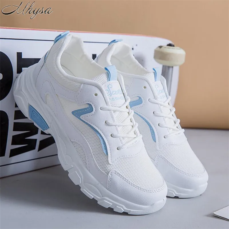 

2019 New Spring And Autumn Women's Shoes Fashion Wild Mesh Daddy Mixed Colors Lace up Shoes Casual Shoes Sneakers L059