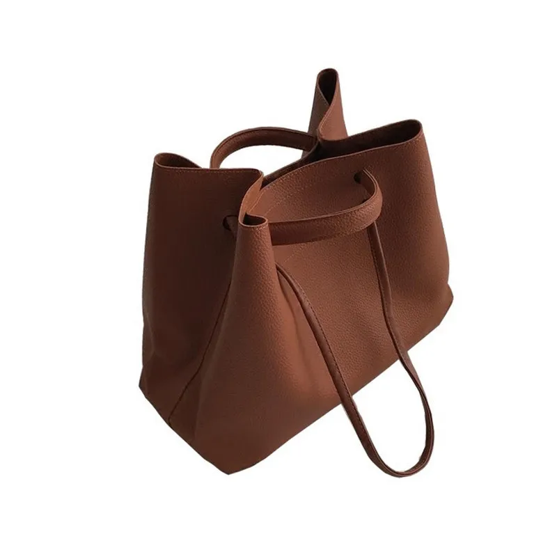 

2020 New Female Bag Ins Retro Big Book Bags Simple Hand-Held Shoulder Bag
