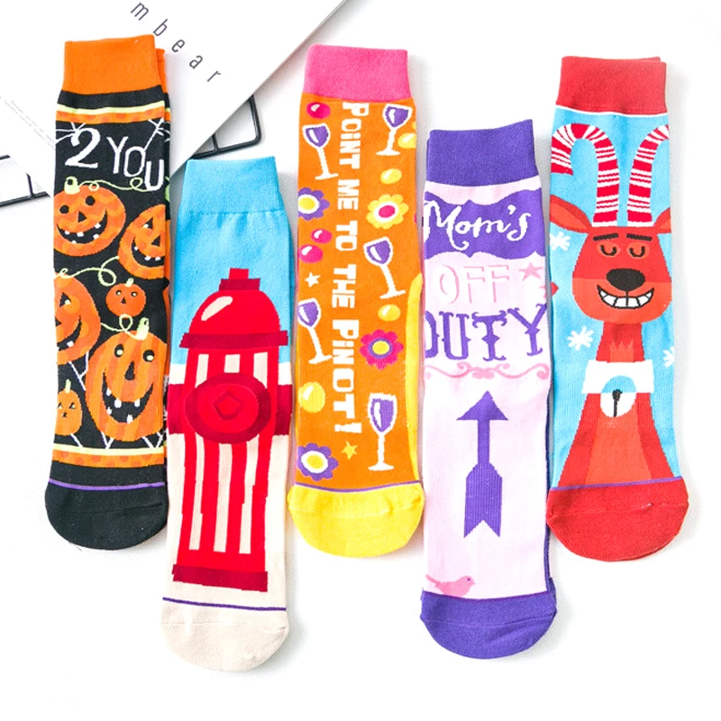 Instime/Женские Носки с рисунком на Хэллоуин и Рождество Асимметричные