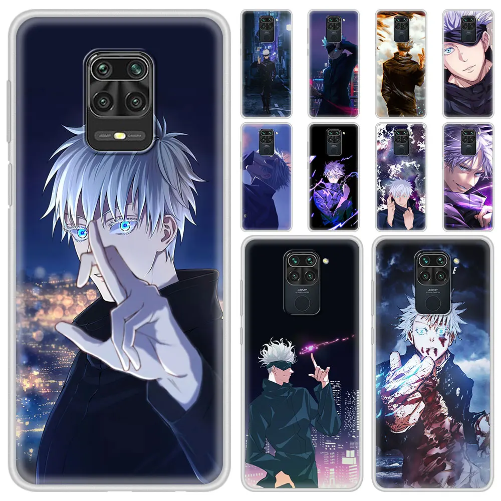 

Translucent Matte Phone Case For Xiaomi Redmi Note 10 9 8 Pro 7 8T 9S 9T K40 Pro 9A 9C Soft Cover Jujutsu Kaisen Satoru Gojo