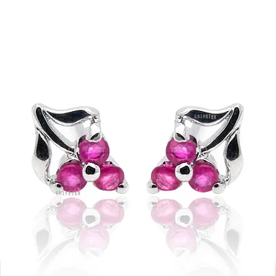 

CoLife Jewelry 100% Natural Ruby Stud Earrings for Daily Wear 2mm Ruby Silver Earrings 925 Sterling Silver Ruby Jewelry