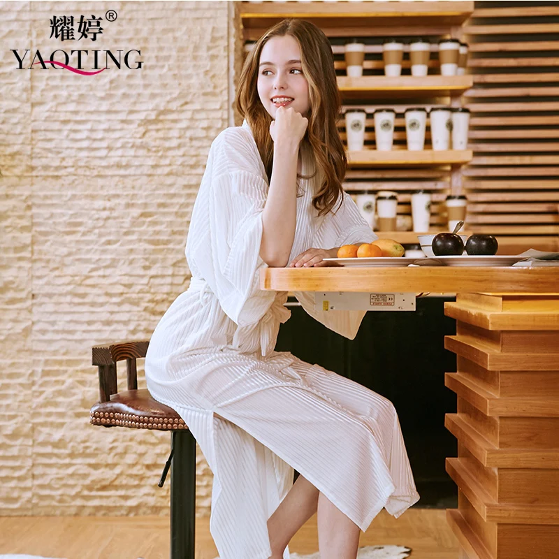 

YAO TING Autumn winter Robe Hotel Leisure wear Comfortable soft women sleepwear bathrobe sexy robe dressing gown autumn winter