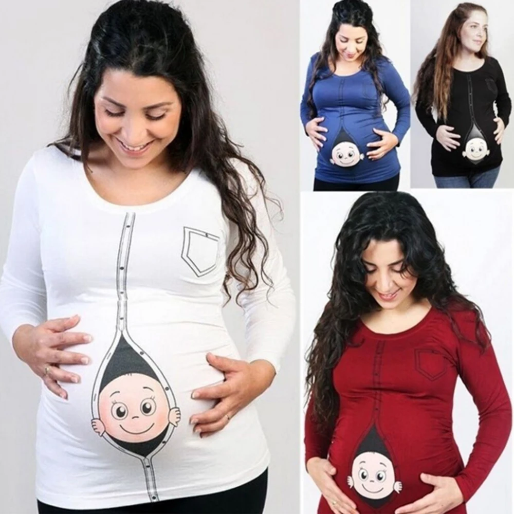 

Maternity T-shirt Baby Graphic Printed Shirt Summer Plus Size Maternity Long Sleeve T-shirt