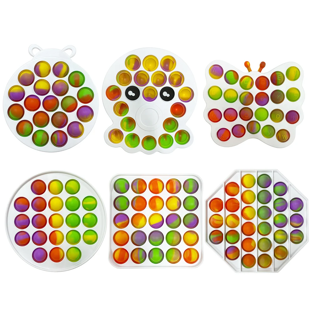 

Push Bubble Sensory Decompression Toy Silicone Tie-Dye Anti-stress Fidget Autism Educational Focus Training Toy