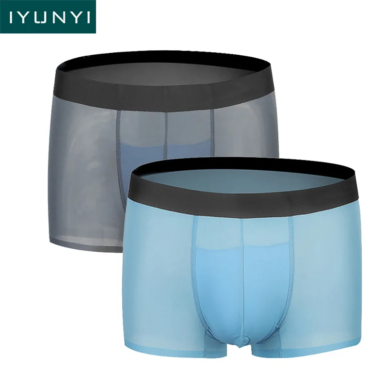 IYUNYI 2 шт./лот бесшовные Для мужчин нижнее белье трусы боксеры из Ice Silk шорты