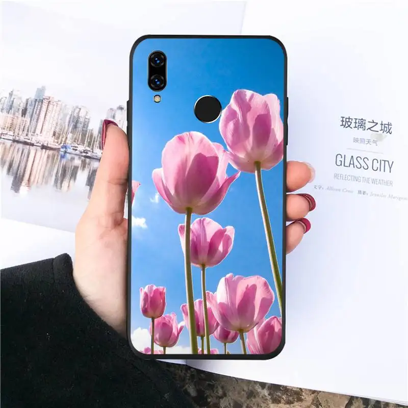 

Tulip flower pattern Phone Case For Huawei honor Mate P 10 20 30 40 Pro 10i 9 10 20 8 x Lite Luxury brand shell funda coque