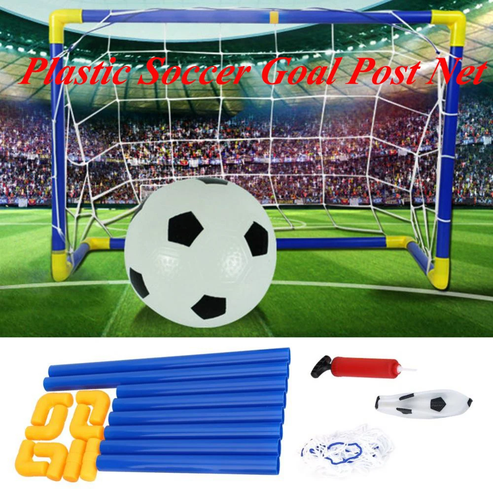 Hot! Folding Mini Football Soccer Ball Goal Post Net Set + Pump Kids Sport Indoor Outdoor Games Toys Child Birthday Gift Plastic | Спорт и