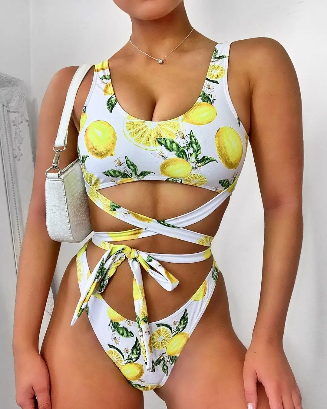 

Бикини пуш-ап женское в бразильском стиле, пикантный бандажный купальник с запахом, пляжный купальный костюм с завязками