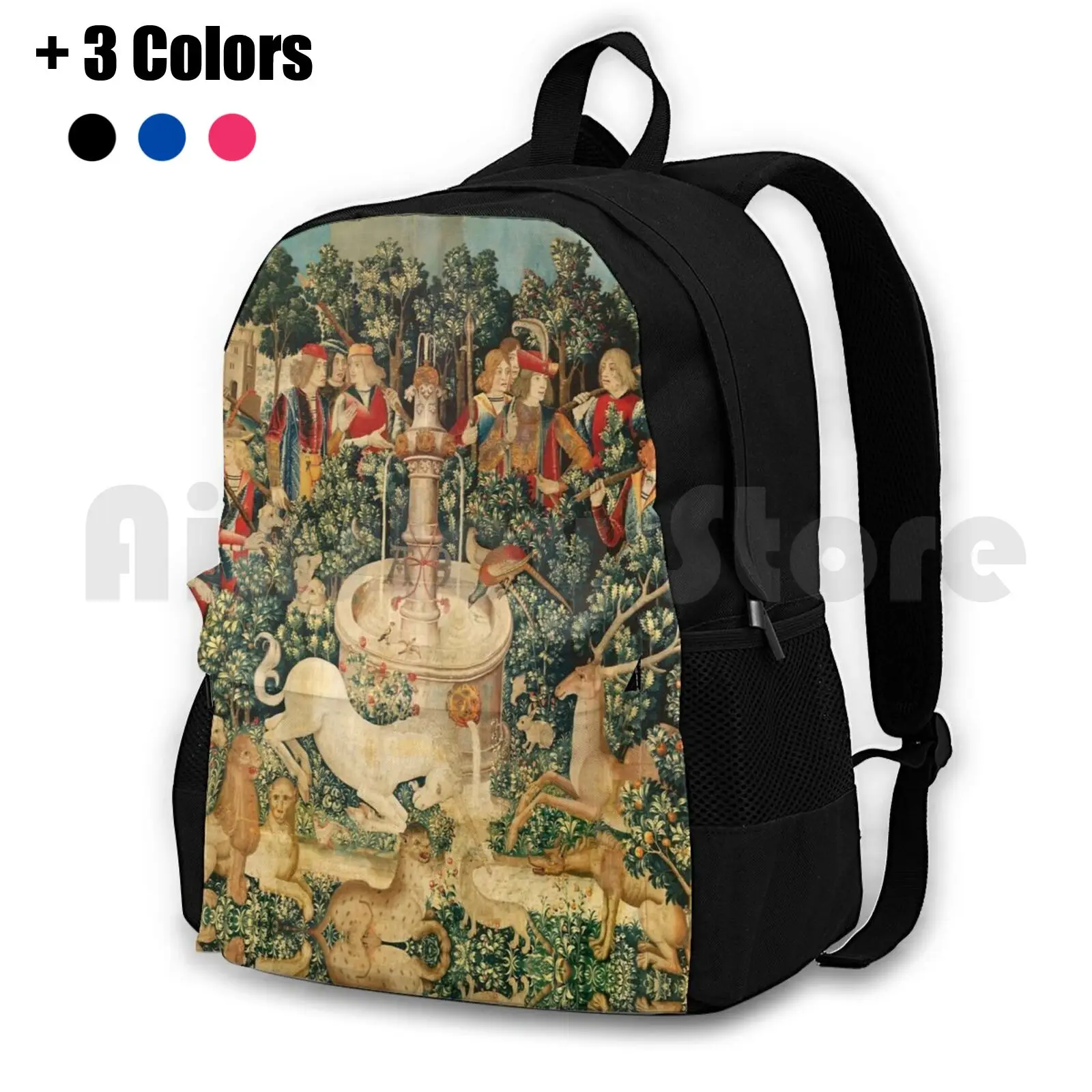 

Unicorn Is Found / Fountain , Other Animals , Green Floral Outdoor Hiking Backpack Riding Climbing Sports Bag Unicorn Fantasy