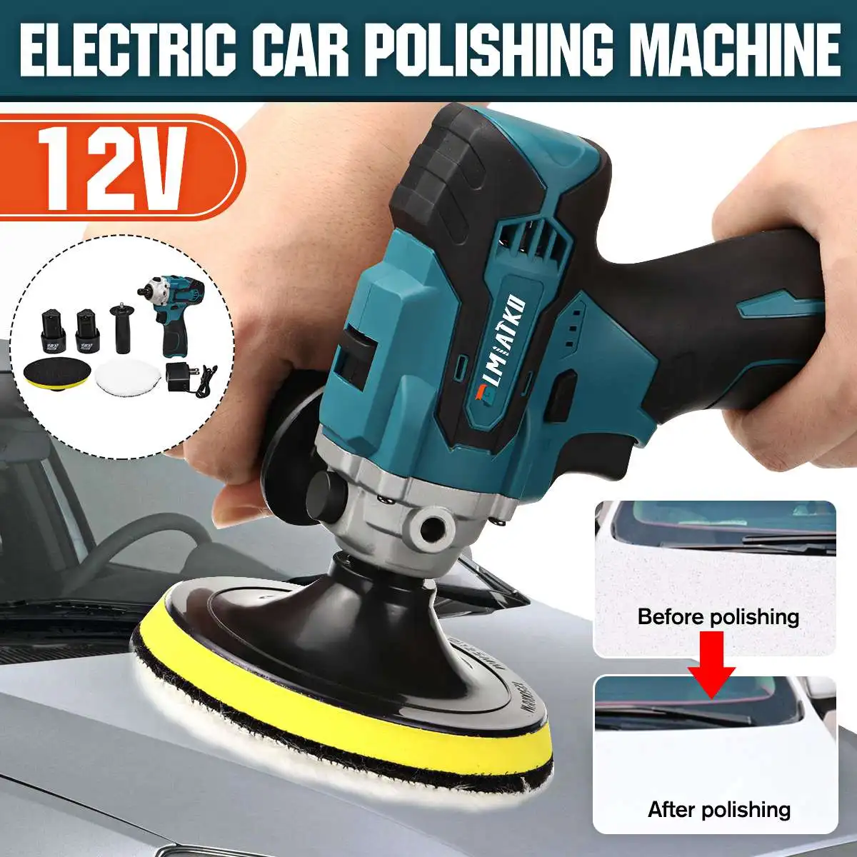 

BLMIATKO 12V 73mm Electric Car Polisher Machine Auto Polishing Sander Buffing Sanding Waxing Tools Car Accessories Power Tools