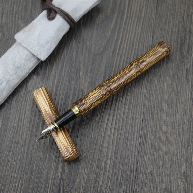 

Handmade Bamboo Fountain Pen Ink Pen Art Fountain Pen,Broad Stub Chisel Pointed Nib F Nib Office Writing Gift 0.5mm