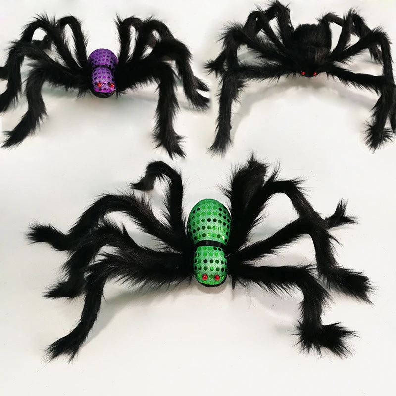 

2022 Halloween Plush Spider Decoration Horror Ghost Festival Trick Or Treat Party Spider Party Boo Happy Halloween Party Decor
