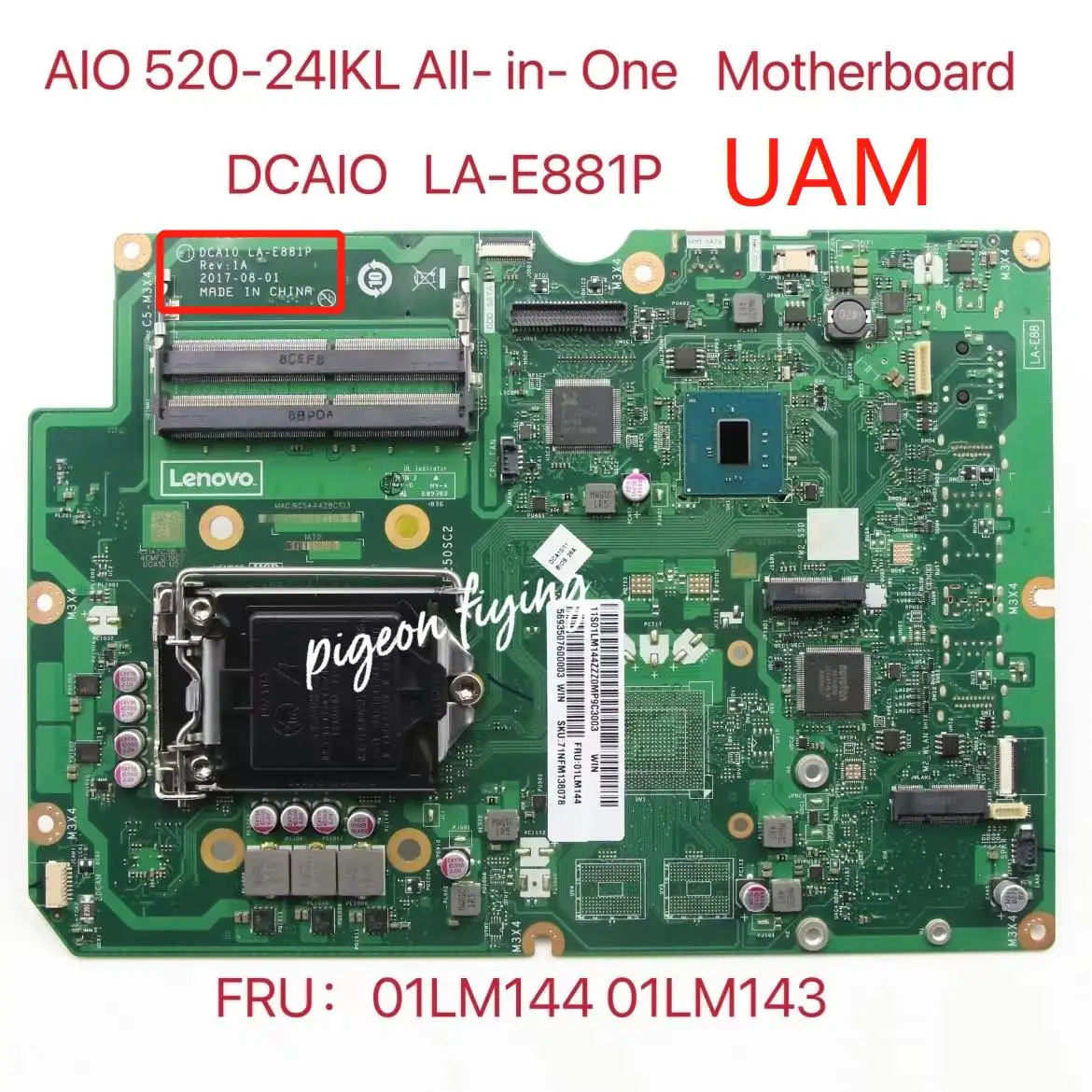 

Подходит для компьютера Lenovo AIO 520-24IKL, Встроенная Материнская плата с номером детской платы, FRU 01LM144 01LM143
