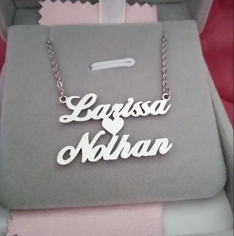 Ожерелье с двойным именем в форме сердца женское свадебное украшение ожерелье из