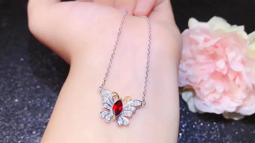 

Special promotion of Natural Garnet Necklace 925 silver cartoon style ladies special